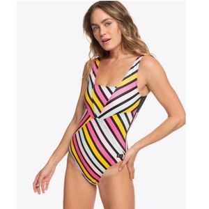 2020 Roxy Pop Surf Swimsuit in Anthracite Stripe
